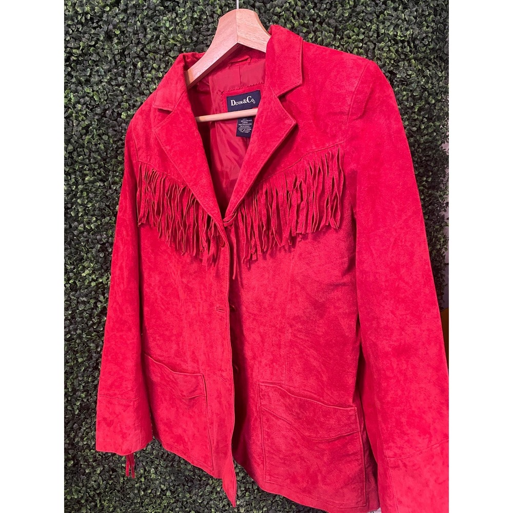 70s TASSLED WESTERN LEATHER Jacket medium // vintage denim party cute rancher